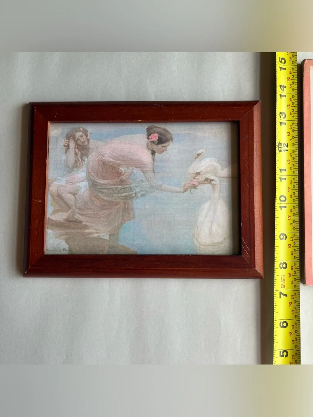 Vintage Cottagecore Wood Frame w/Fine Art Print & Wall Plaque - Bundle of 2